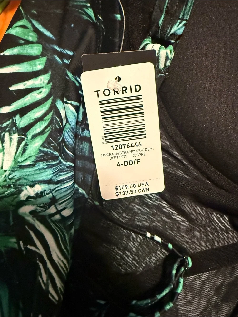 torrid Black & Green Palm Ruched One-Piece Swimsuit - Picture 7 of 7